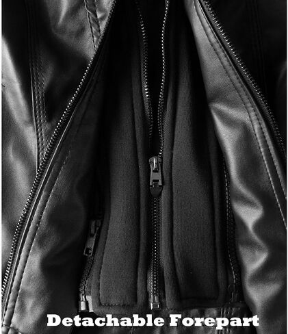 Newbestyle Faux Leather Jacket for Women Casual Moto Biker Jacket Quilted Full-Zip Coat in Saudi Arabia