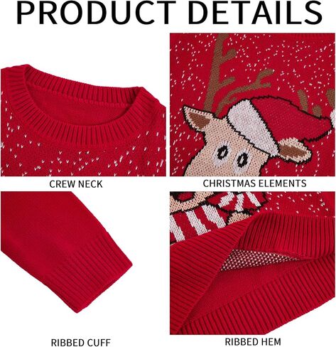 Karlywindow Mens Ugly Christmas Sweater Holiday Reindeer Snowflake Santa Soft Pullover Long Sleeve Knitted Sweaters in Saudi Arabia