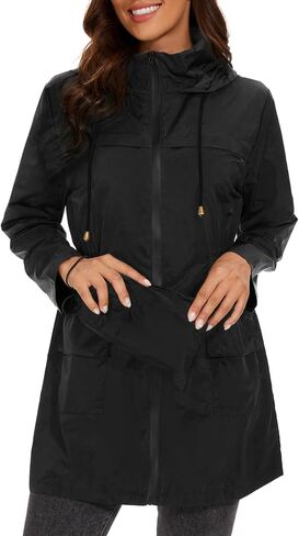 Century Star Waterproof Lightweight Rain Jackets for Women Windbreaker Jacket Womens Rain Coats with Hood Packable Black X-Large in Saudi Arabia