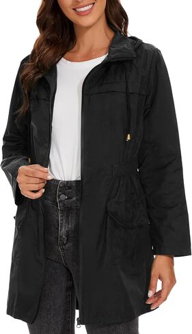 Century Star Waterproof Lightweight Rain Jackets for Women Windbreaker Jacket Womens Rain Coats with Hood Packable Black X-Large in Saudi Arabia
