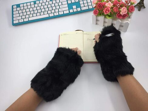 قفازات من الفرو بدون أصابع من LL-Partner - قفازات ناعمة من الفرو للنساء والفتيات in Kuwait