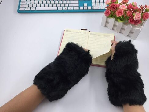 قفازات من الفرو بدون أصابع من LL-Partner - قفازات ناعمة من الفرو للنساء والفتيات in Kuwait