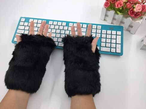 قفازات من الفرو بدون أصابع من LL-Partner - قفازات ناعمة من الفرو للنساء والفتيات in Kuwait