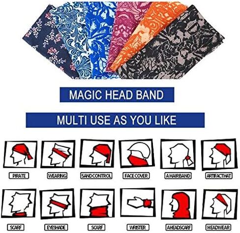 6 قطع من قناع الوجه الأنبوبي السحري العريض من إيزيا، مشد للرقبة وغطاء الرأس، وشاح رياضي، بوهو باندانا، بالاكلافا in Kuwait