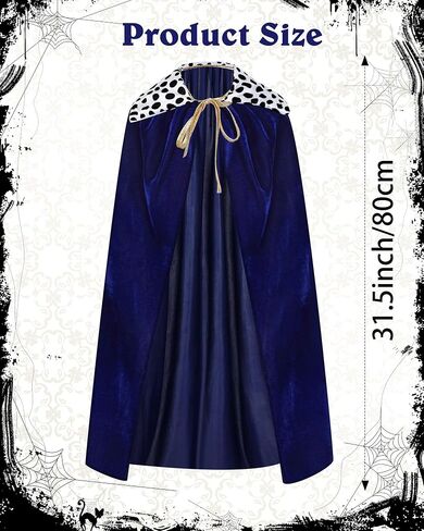 Silkfly Men King Cape Costume Set Medieval King Robe Cape Gold Jeweled Plastic Crown King Scepter for Carnival Halloween in Saudi Arabia