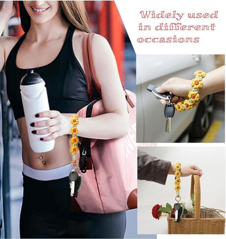 Macrame Keychain Wristlet Keychains for Women Wrist Lanyard for Keys Car Keys Cute Boho Keychains Keyring Bracelet for Girls in Kuwait