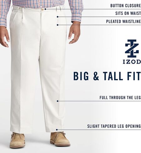 IZOD Men's Big and Tall Performance Stretch Pleated Pant in Saudi Arabia