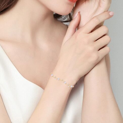 MEEDOZ Jewelry CZ Set for Women, White Gold Plated Necklace Dangle Earring Adjustable Bracelet Set with Marquise Teardrop Cubic Zirconia for Bridal Wedding Party in Kuwait