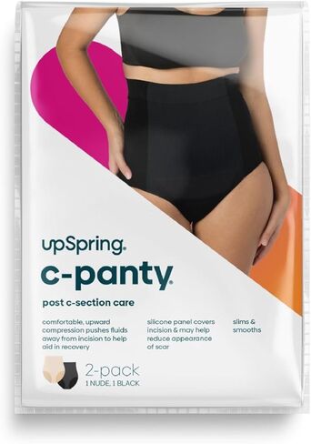 ملابس داخلية Upspring C-Panty C-Section الملابس الداخلية مع لوحة سيليكون للعناية بالشقوق، عالية الخصر، 2-Pack in Kuwait
