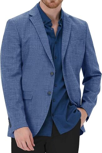 Men Causal Suit Two Button Blazer Jacket Dress Suit for Dinner,Prom,Party Blue in Kuwait