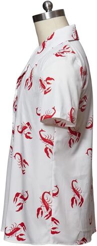قميص MelangCos الرجالي Kramer Seinfeld Lobster قميص أبيض بأزرار لأعلى وأكمام قصيرة قمصان هاواي in Saudi Arabia