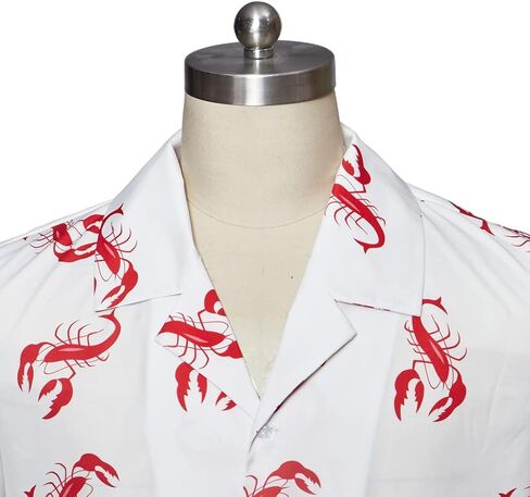 قميص MelangCos الرجالي Kramer Seinfeld Lobster قميص أبيض بأزرار لأعلى وأكمام قصيرة قمصان هاواي in Saudi Arabia