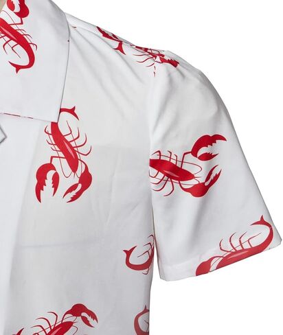 قميص MelangCos الرجالي Kramer Seinfeld Lobster قميص أبيض بأزرار لأعلى وأكمام قصيرة قمصان هاواي in Saudi Arabia