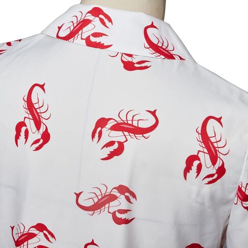 قميص MelangCos الرجالي Kramer Seinfeld Lobster قميص أبيض بأزرار لأعلى وأكمام قصيرة قمصان هاواي in Saudi Arabia
