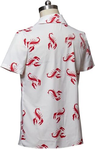 قميص MelangCos الرجالي Kramer Seinfeld Lobster قميص أبيض بأزرار لأعلى وأكمام قصيرة قمصان هاواي in Saudi Arabia