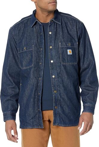 Carhartt Men's 105605 Relaxed Fit Denim Fleece Lined Snap-Front Shirt Jac in Saudi Arabia