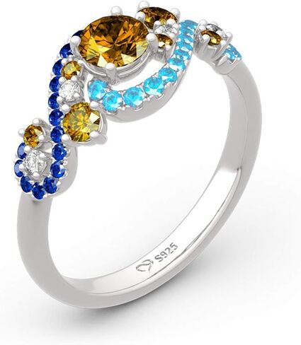 Jeulia Promise خاتم الخطوبة والزفاف مجموعة ليلة مرصعة بالنجوم خاتم زفاف من الفضة الإسترليني موضة الذكرى السنوية لعيد الحب لها مع صندوق مجوهرات هدية in Kuwait