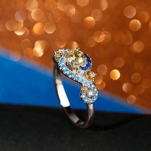 Jeulia Promise خاتم الخطوبة والزفاف مجموعة ليلة مرصعة بالنجوم خاتم زفاف من الفضة الإسترليني موضة الذكرى السنوية لعيد الحب لها مع صندوق مجوهرات هدية in Kuwait