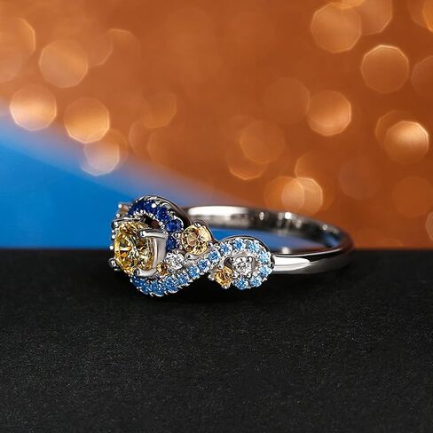 Jeulia Promise خاتم الخطوبة والزفاف مجموعة ليلة مرصعة بالنجوم خاتم زفاف من الفضة الإسترليني موضة الذكرى السنوية لعيد الحب لها مع صندوق مجوهرات هدية in Kuwait