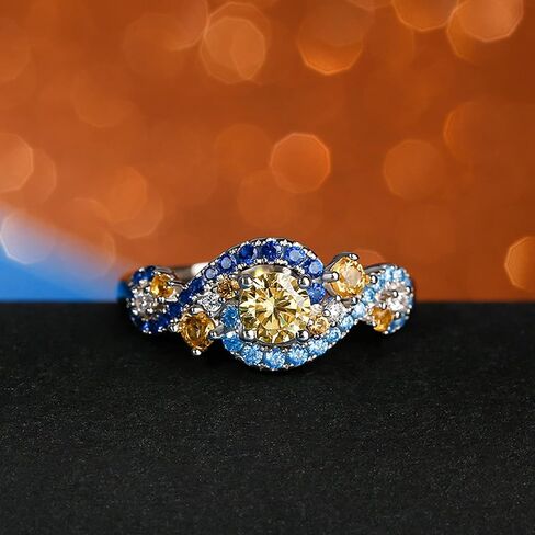 Jeulia Promise خاتم الخطوبة والزفاف مجموعة ليلة مرصعة بالنجوم خاتم زفاف من الفضة الإسترليني موضة الذكرى السنوية لعيد الحب لها مع صندوق مجوهرات هدية in Kuwait