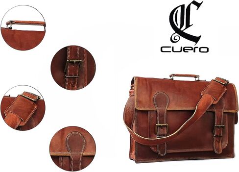 VINTAGE COUTURE 18 Inch Genuine Business Leather Laptop Messenger Bag (16 Inch Brown) in Kuwait