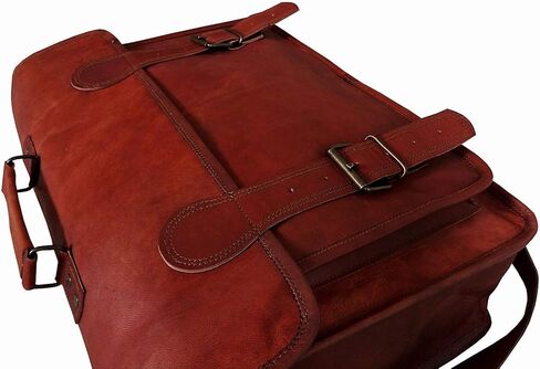 VINTAGE COUTURE 18 Inch Genuine Business Leather Laptop Messenger Bag (16 Inch Brown) in Kuwait