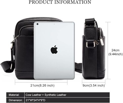 حقيبة كتف من الجلد الطبيعي للرجال من LAORENTOU، حقيبة كروس للأعمال للرجال، حقائب ساع، محفظة جلدية للرجال، حقائب جانبية in Kuwait