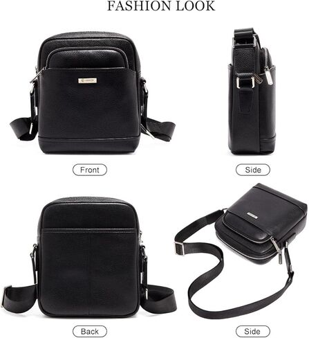 حقيبة كتف من الجلد الطبيعي للرجال من LAORENTOU، حقيبة كروس للأعمال للرجال، حقائب ساع، محفظة جلدية للرجال، حقائب جانبية in Kuwait