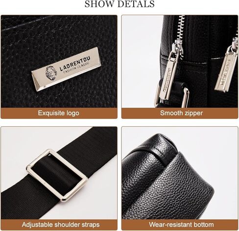 حقيبة كتف من الجلد الطبيعي للرجال من LAORENTOU، حقيبة كروس للأعمال للرجال، حقائب ساع، محفظة جلدية للرجال، حقائب جانبية in Kuwait