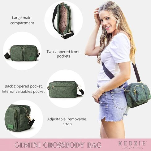 حقيبة كتف KEDZIE Gemini Crossbody مع حقيبة كتف بحزام قابل للإزالة للنساء والفتيات in Kuwait