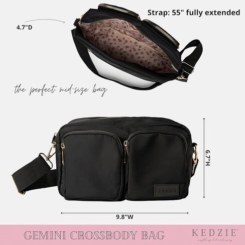 حقيبة كتف KEDZIE Gemini Crossbody مع حقيبة كتف بحزام قابل للإزالة للنساء والفتيات in Kuwait