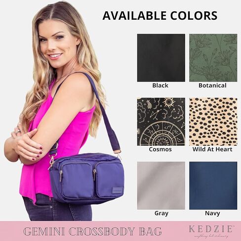 حقيبة كتف KEDZIE Gemini Crossbody مع حقيبة كتف بحزام قابل للإزالة للنساء والفتيات in Kuwait