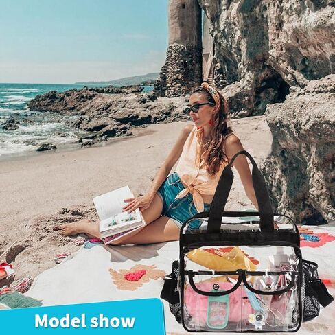 حقيبة شفافة للعمل من MOFASVIGI، حقيبة حمل شفافة كبيرة وشديدة التحمل، حقائب غداء شفافة يمكن رؤيتها من خلال حقيبة كروس in Kuwait