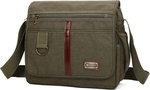 Sunsomen Canvas Messenger Bag Satchel Bag Crossbody Bag Shoulder Bag 14inch With Water Pocket in Kuwait