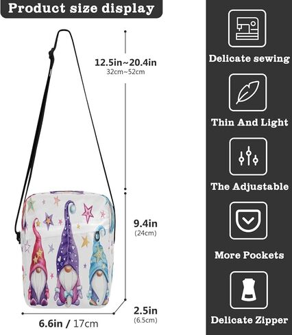 شنطة ماسنجر بتصميم اقزام سحرية مع نجوم للرجال والنساء، شنط كتف صغيرة للسفر مع حزام قابل للتعديل، 6.6 × 2.5 × 9.4 انش، اقمام، 6.6 × 2.5 × 9.4 انش in Kuwait