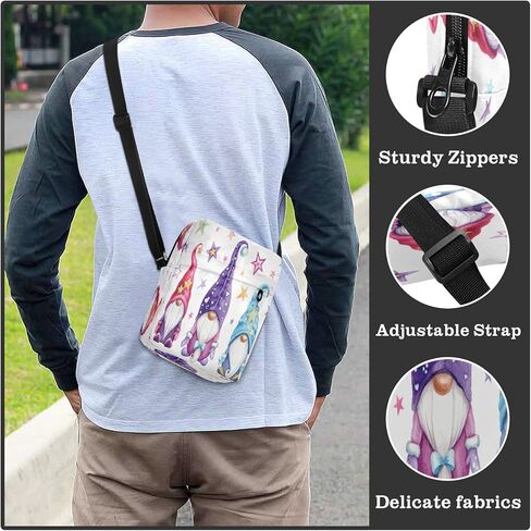 شنطة ماسنجر بتصميم اقزام سحرية مع نجوم للرجال والنساء، شنط كتف صغيرة للسفر مع حزام قابل للتعديل، 6.6 × 2.5 × 9.4 انش، اقمام، 6.6 × 2.5 × 9.4 انش in Kuwait