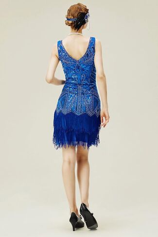 BABEYOND Women’s Flapper Dresses Set 1920s V Neck Beaded Fringed Great Gatsby Dress in Kuwait