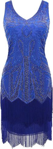 BABEYOND Women’s Flapper Dresses Set 1920s V Neck Beaded Fringed Great Gatsby Dress in Kuwait