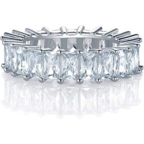 OPOMOMO الخلود خاتم الزفاف العصابات 18K الذهب الأبيض مطلي الزمرد قطع خاتم زركونيا مكعب للرجال والنساء in Kuwait