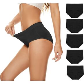 Lashapear Womens Mid-Rise Cotton Stretch Classic Underwear Briefs Panties 5 Pack