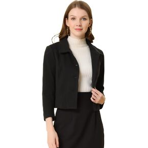 Allegra K Women's Elegant Short Coat Point Collar Single Breasted Slant Pocket Peacoats