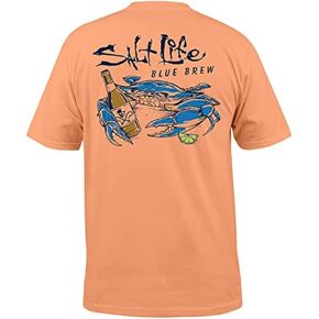 Salt Life Men's Blue Brew Crab Short Sleeve Classic Fit Shirt in Kuwait