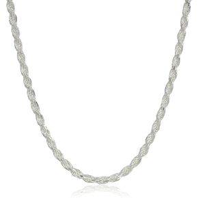 Amazon Essentials Sterling Silver Diamond Cut Rope Chain Necklace, 30" in Saudi Arabia