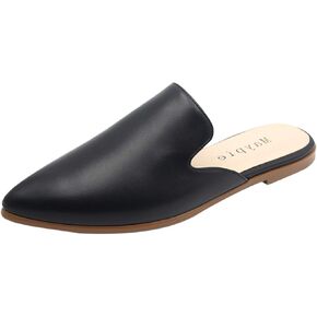 Maypie Womens Flat Mules Closed Pointed Toe Slip On Loafer Slides Backless Shoes