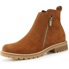 Hawkwell Women's Suede Leather Low Heel Zipe up Ankle Boots in Kuwait