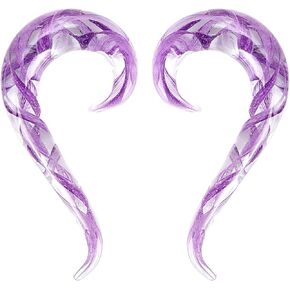 Longbeauty 2pcs Glass Ear Tapers Plugs Handmade Hanger Ear Gauges Spiral Snail Ear Stretchers Piercing Jewelry 8g-00g