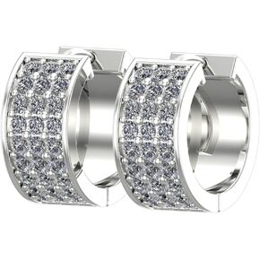 1-6 Carat 3 Rows Pave Set Cuff Huggie Diamond Earrings Value Collection
