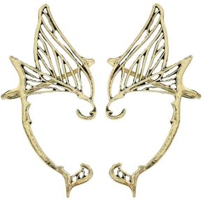 2Pcs Gothic Piercing Elf Ear Cuff Wrap Stud Earring, Hollowed Cat Ear Wrap Pierced Fake Earrings Vintage Costume Cosplay Punk Jewelry for Teen Womens Girls in Kuwait