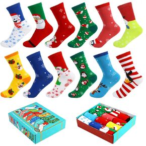 LOKIPA 12 Pairs Christmas Socks, Funny Christmas Socks Unisex Warm Thermal Novelty Gift Socks for Family Christmas, Holiday or Birthday Gift in Kuwait