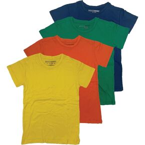 BROOKLYN VERTICAL Boys 4-Pack Short Sleeve Solid Color T-Shirts | Cotton Crew Neck Tagless Tees